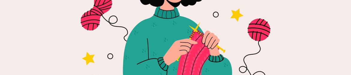 Knitting a Scarf Illustration