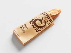 Kraft paper baguette bag mockup