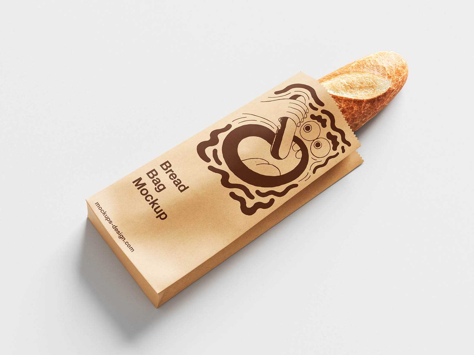 Kraft paper baguette bag mockup