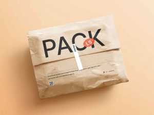 Kraft Paper Postal Package Mockup (PSD)