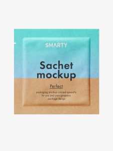 Kraft paper square sachet mockup