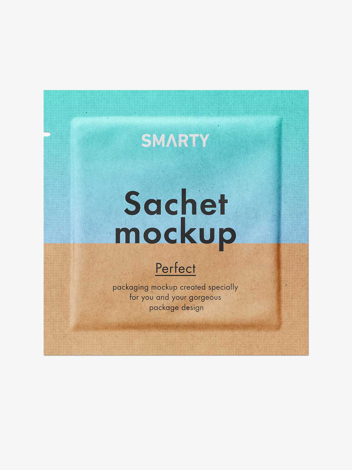 Kraft paper square sachet mockup