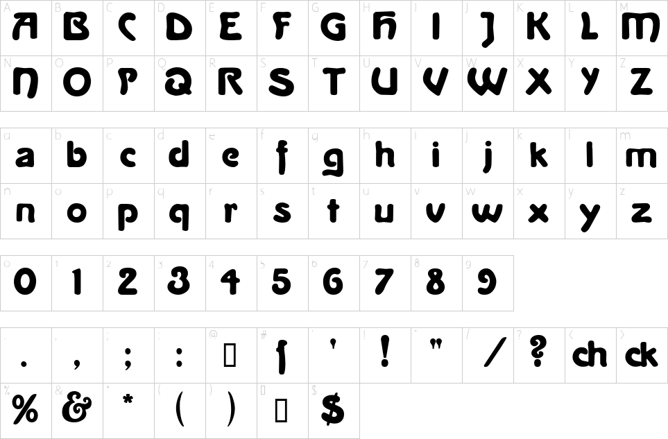 Mapa de caracteres da fonte La Negrita Font | 1001 Free Fonts