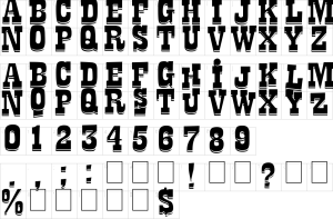 Mapa de caracteres da fonte La Tequila Font