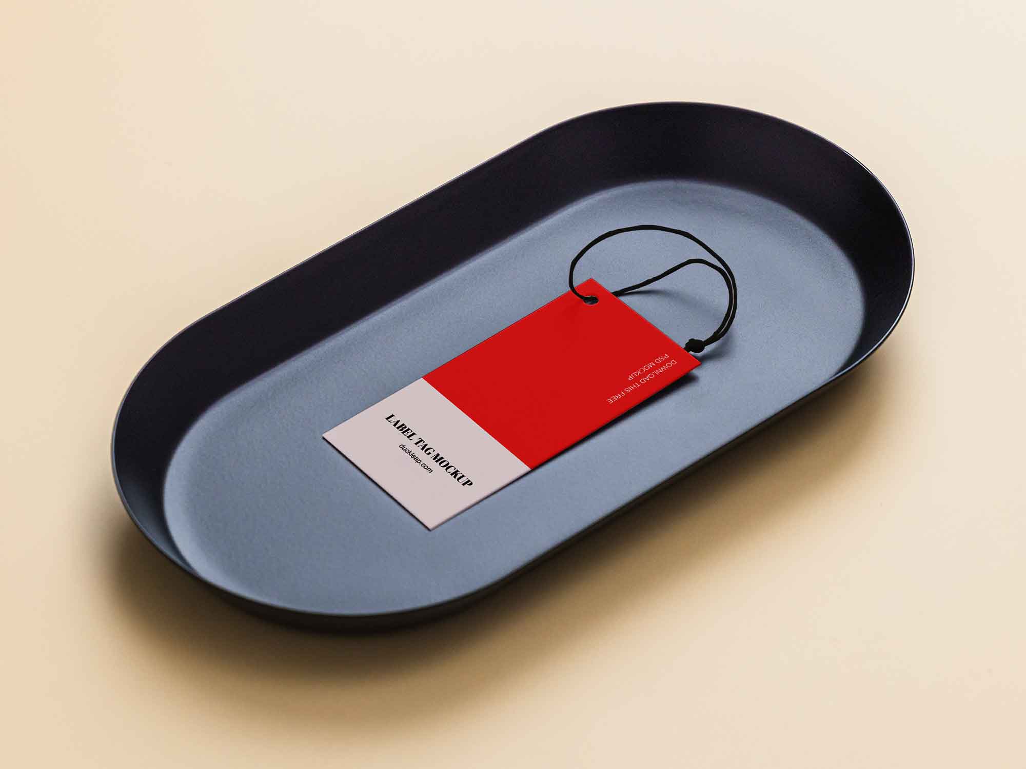 Label Tag on a Tray Mockup (PSD)