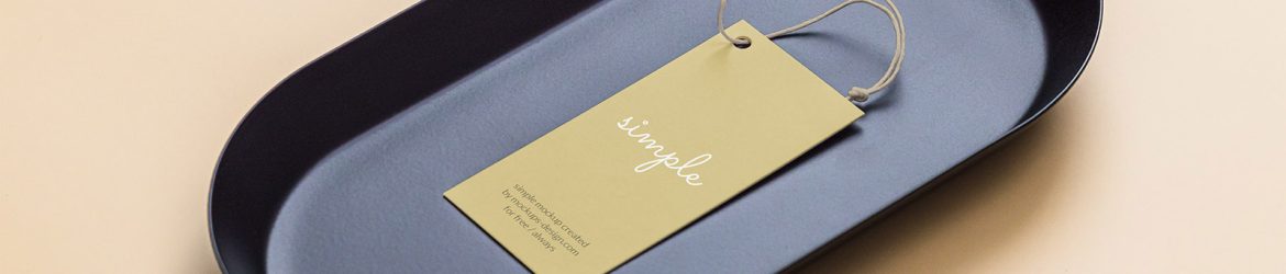 Label tag on black tray mockup