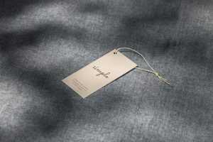 Label tag on grey material mockup