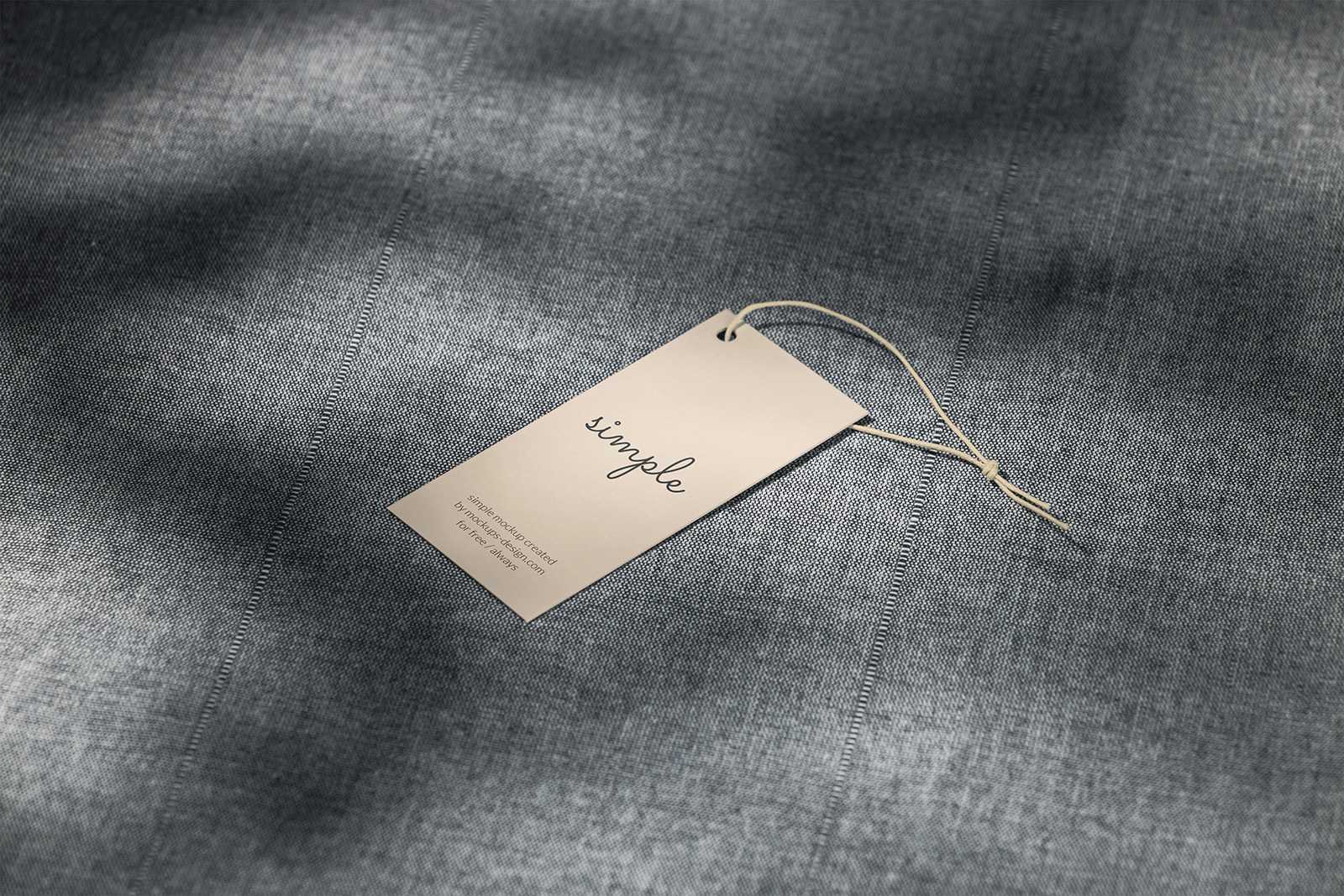 Label tag on grey material mockup