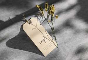 Label tag with dried flower mockup