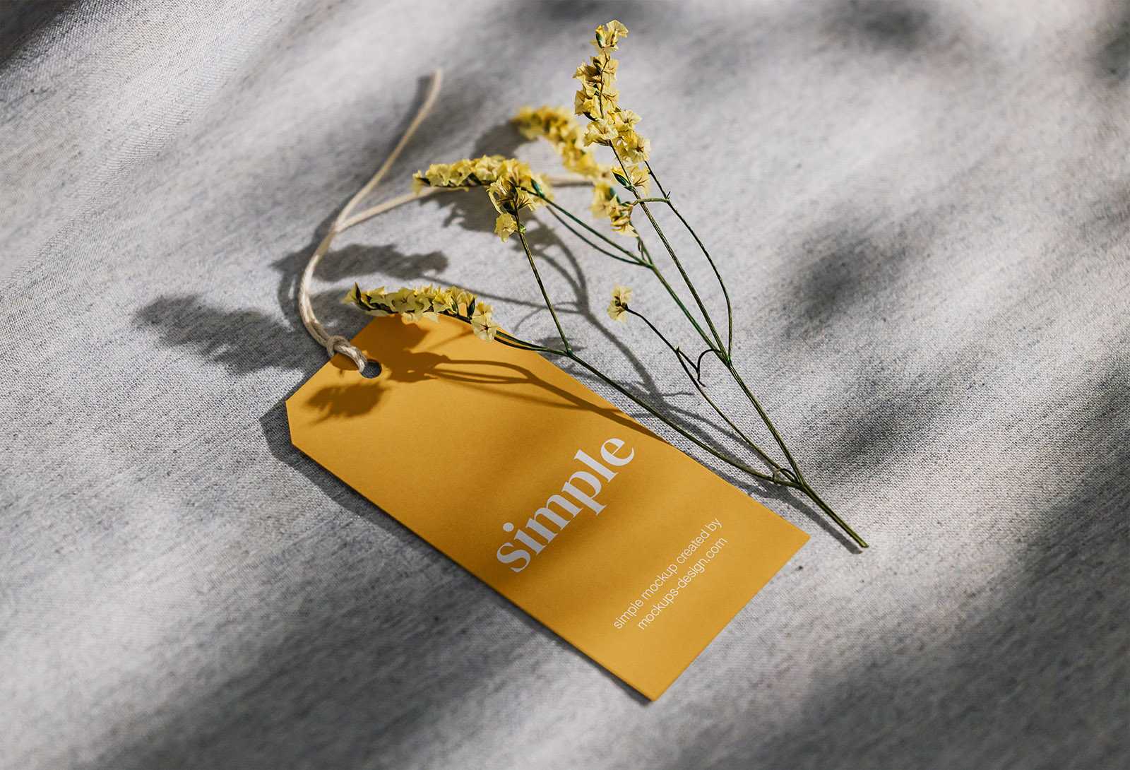 Label tag with flower mockup