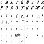 Mapa de caracteres da fonte Lafayet Scripts Font