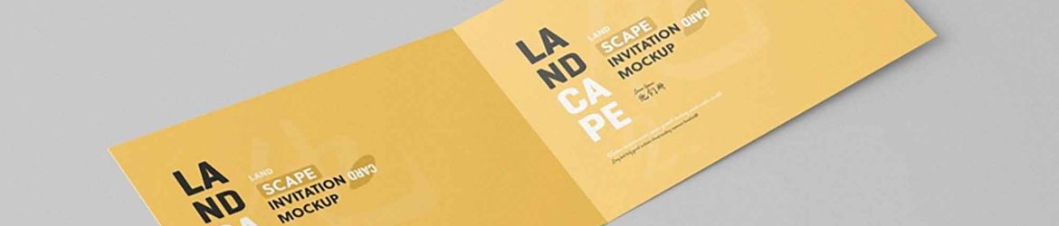 Landscape Folded Invitation Card Mockup