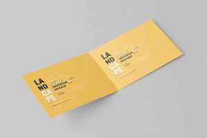Landscape Folded Invitation Card Mockup