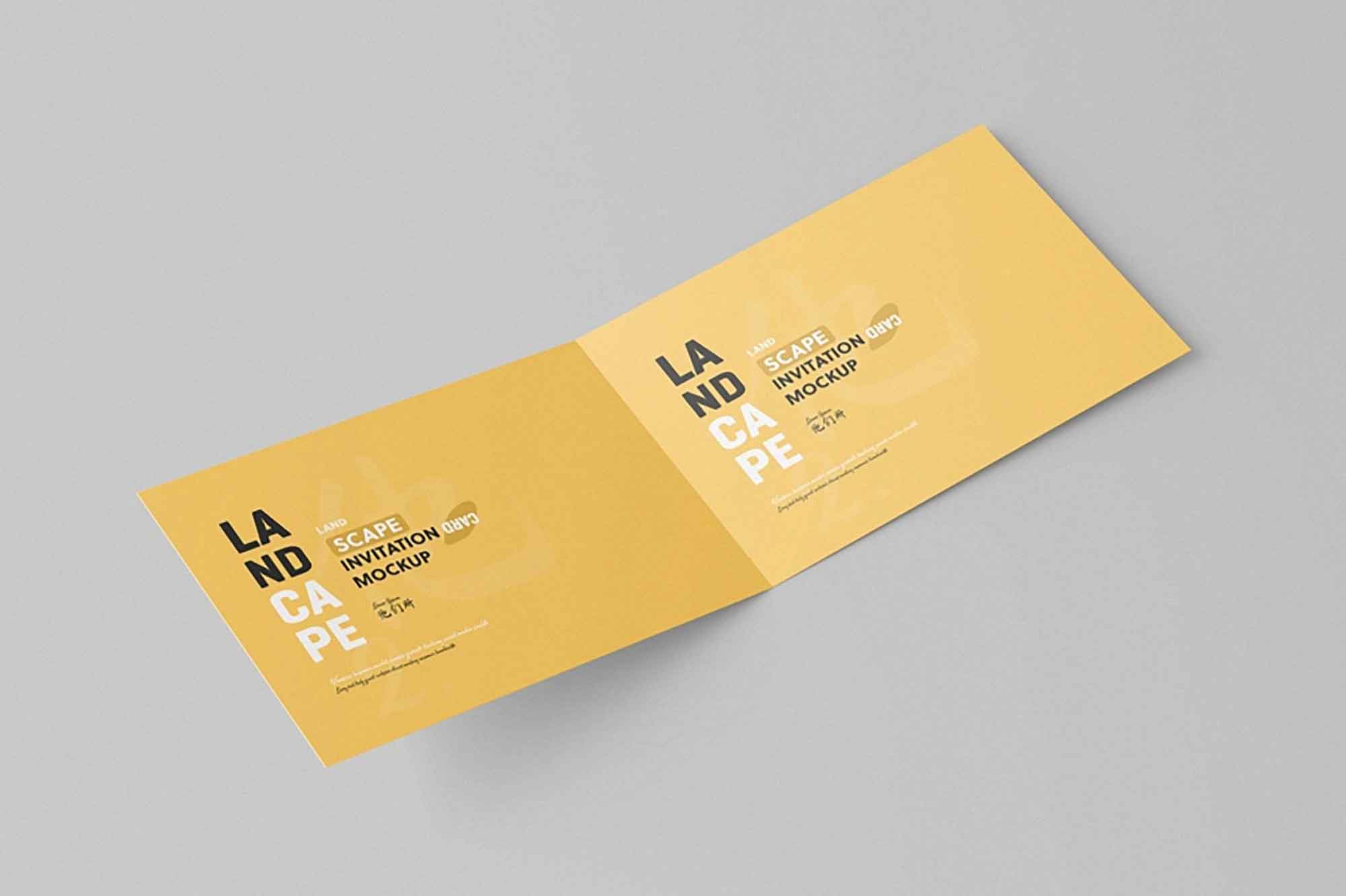 Landscape Folded Invitation Card Mockup