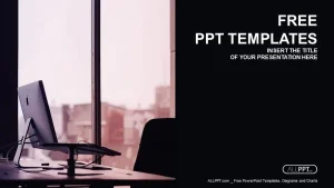 Laptop computer in the office PowerPoint Templates