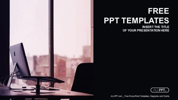 Laptop computer in the office PowerPoint Templates