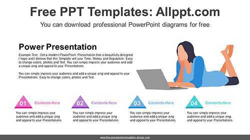 Laptop Working Woman PowerPoint Diagram