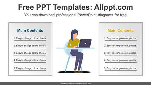 Laptop Working Woman PPT Diagram