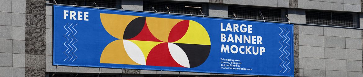Large banner on grey building mockup Large banner on grey building mockup