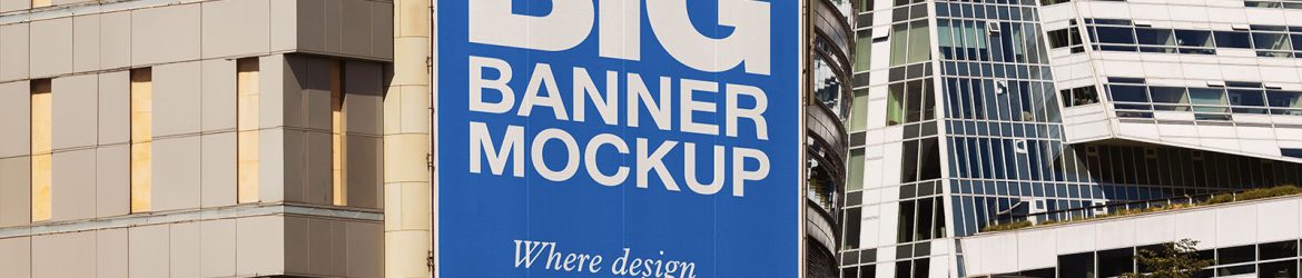 Large banner on the building mockup