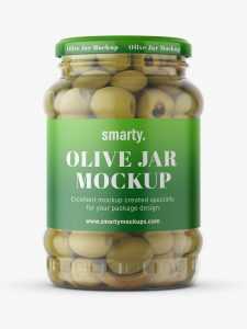 Large jar of olives mockup