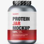 Large protein jar mockup / metallic