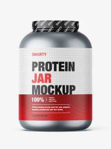 Large protein jar mockup / metallic