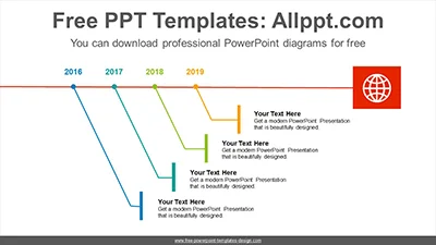 Layered bent line PowerPoint Diagram Template