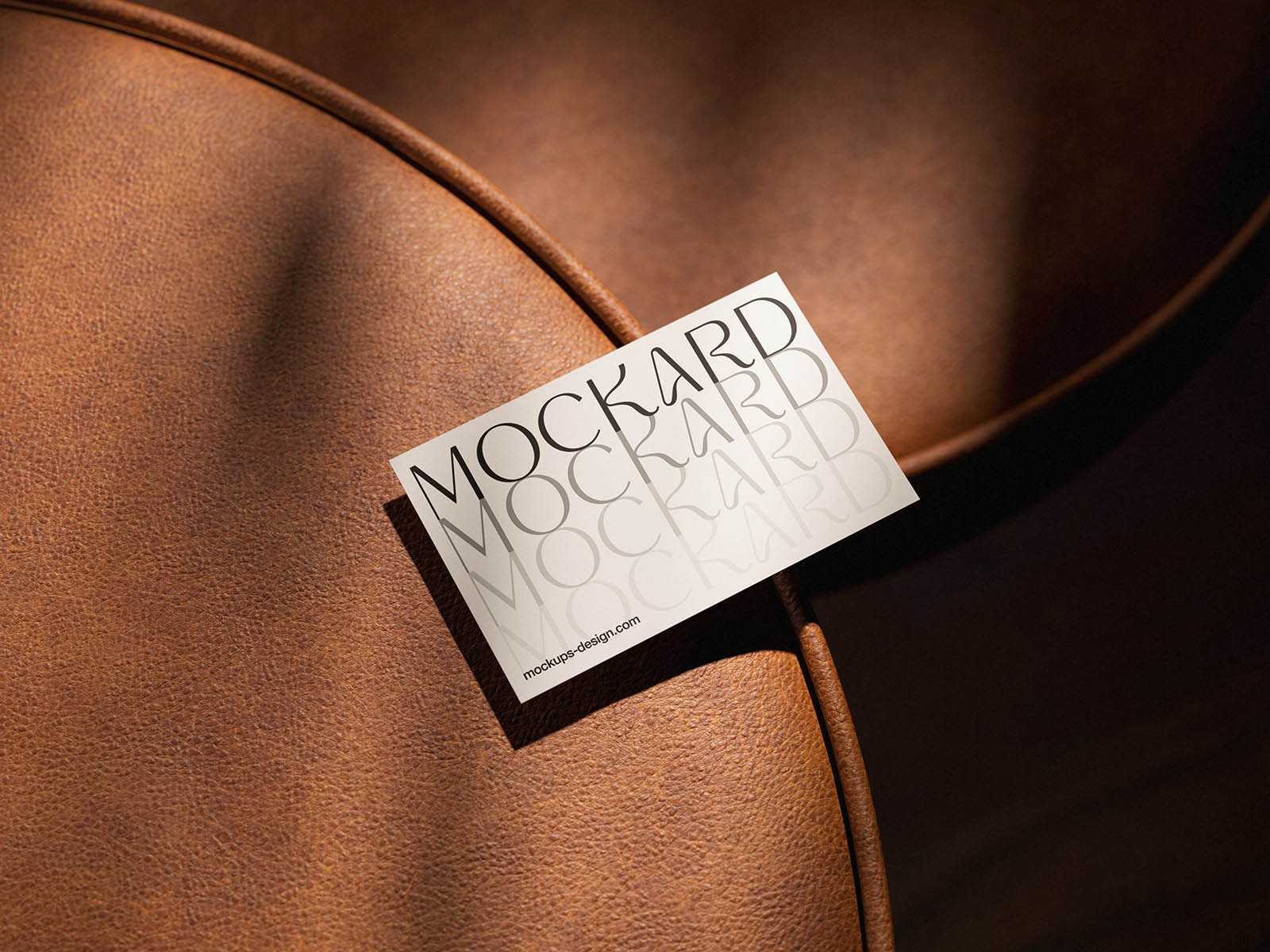 Leather sofa business card mockup
