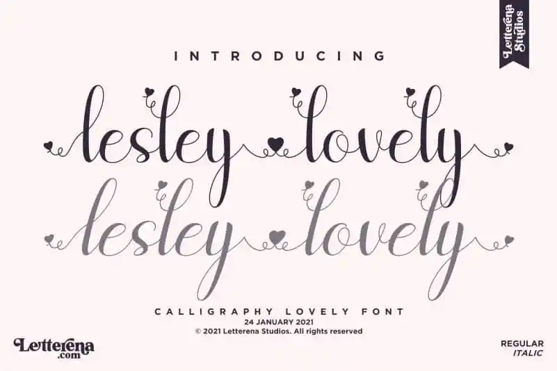 Lesley Lovely Calligraphy Font
