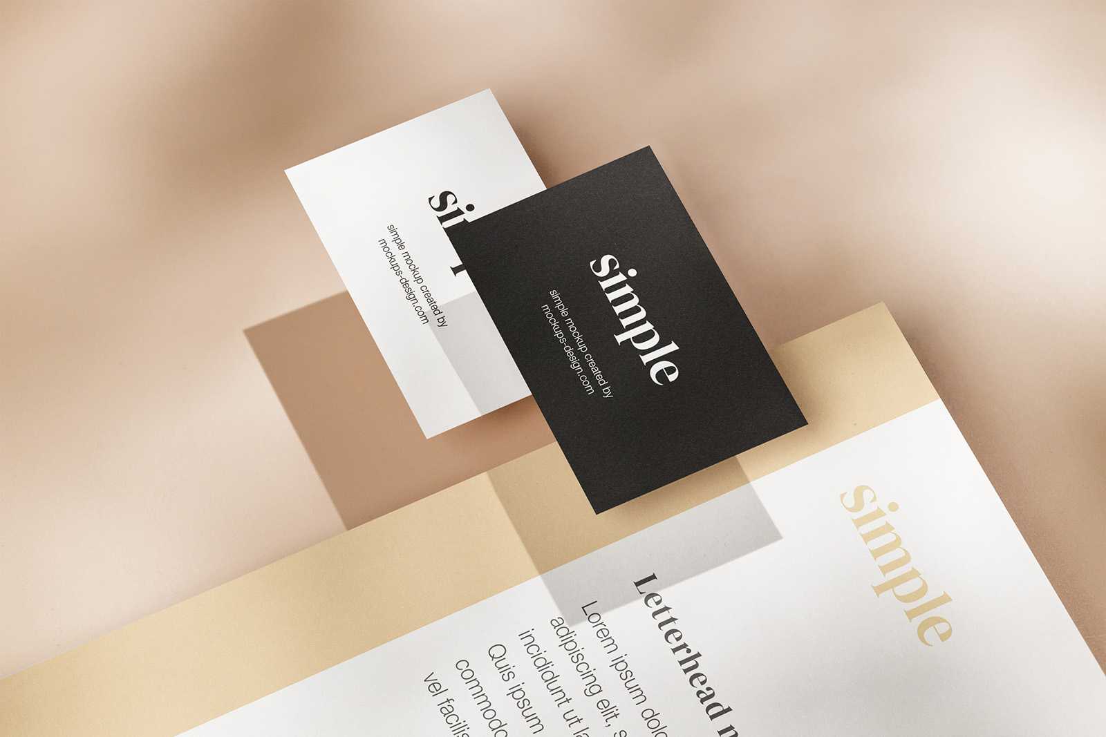 Letterhead with two business cards mockup