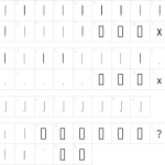 Mapa de caracteres da fonte Libre Barcode EAN13 Text Font