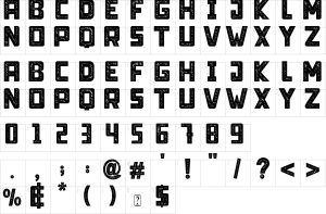 Mapa de caracteres da fonte Limit Breaking Font