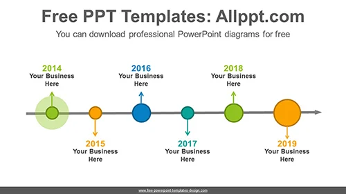 Line arrow across circles PowerPoint Diagram Template