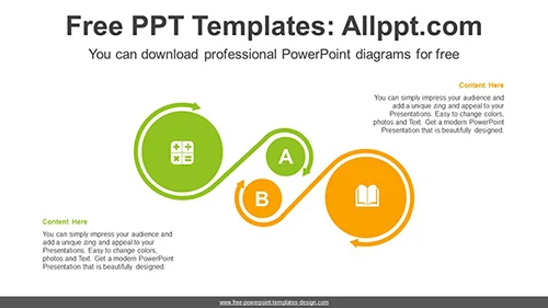 Line arrows surrounding circles PPT Diagram