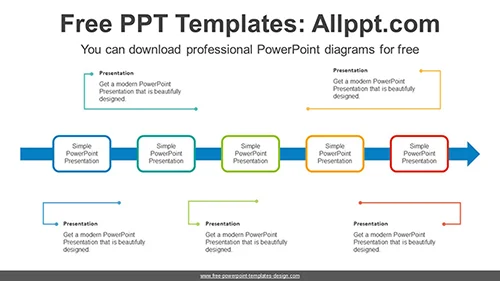Line Rectangle Arrow Flow PPT Diagram