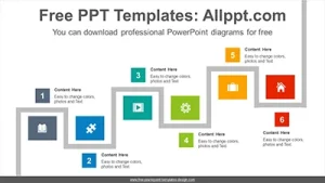 Line stair wrapping square PowerPoint Diagram Template