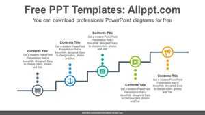 Line stairs across circles PowerPoint Diagram Template
