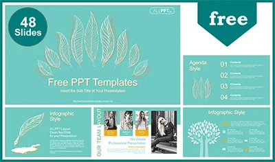 Linear Leaves Pattern PowerPoint Templates