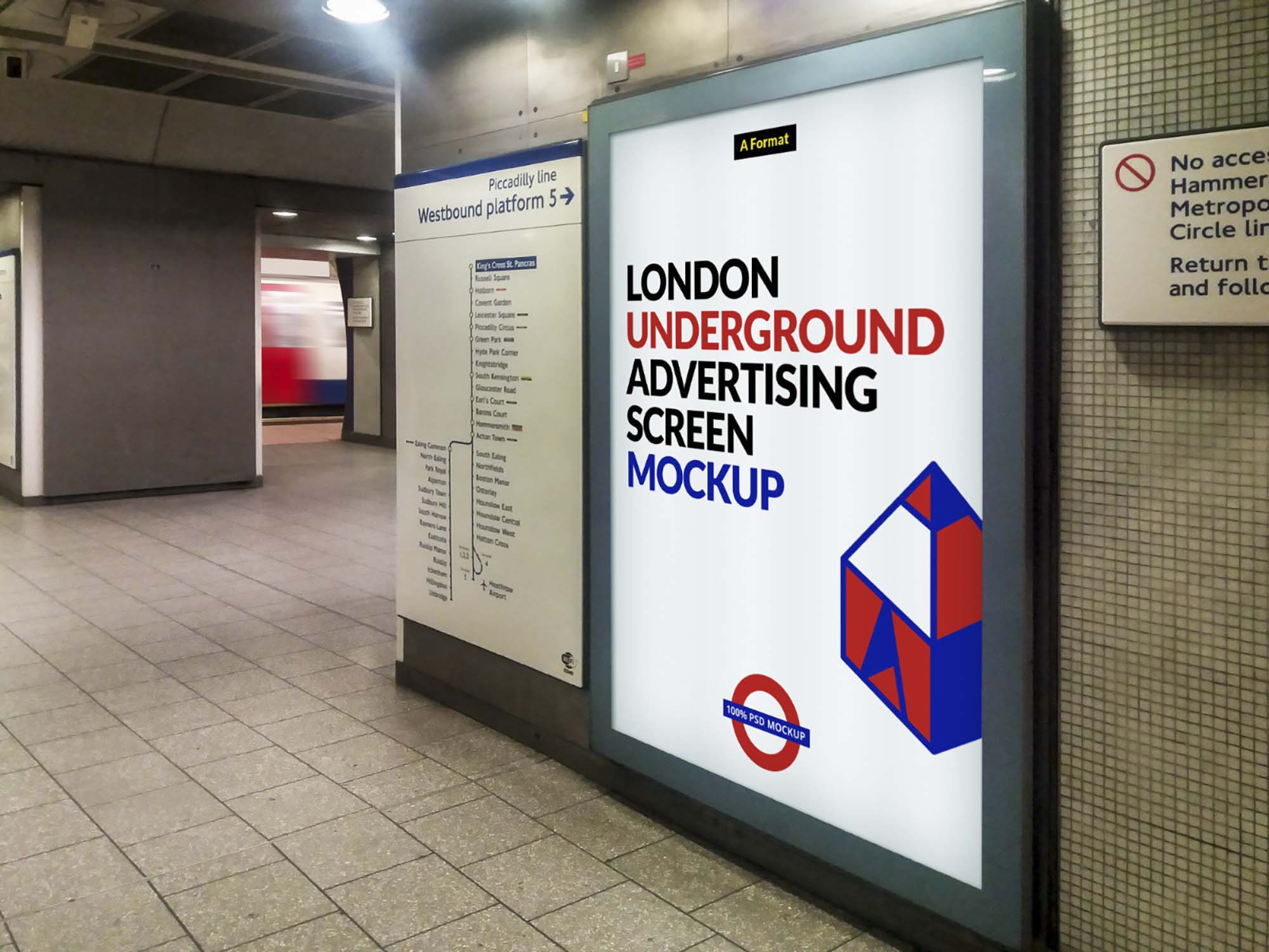 London Underground Advertising Screen Mockup (PSD)