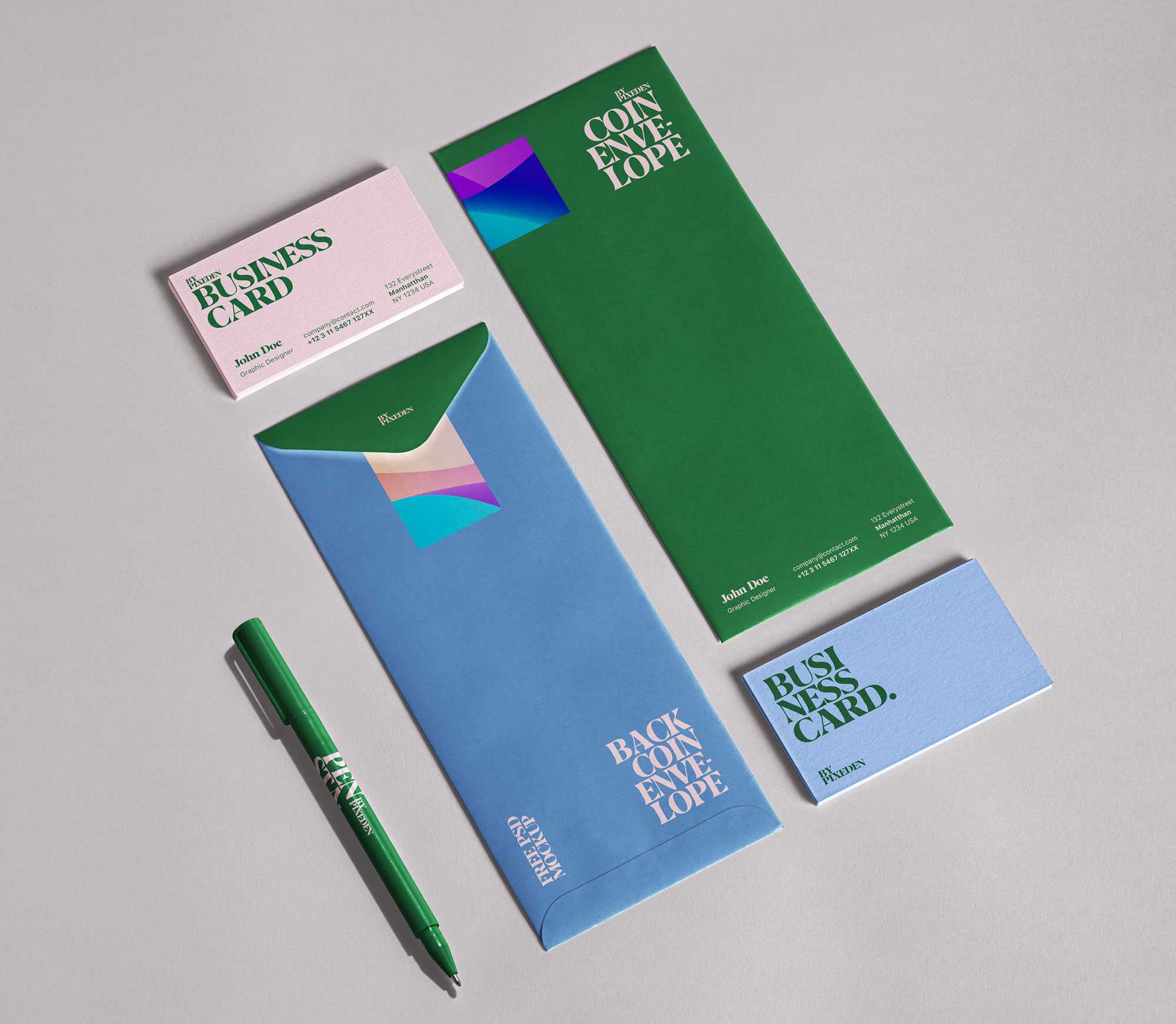 Long Envelope Stationery Mockup