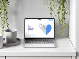 MacBook on dresser mockup