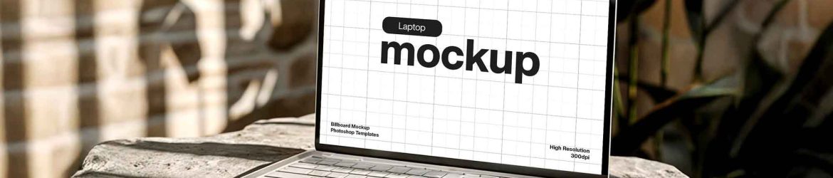 MacBook on Rocks Mockup