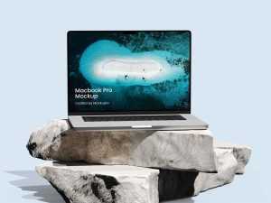 MacBook Pro on Rock Mockup