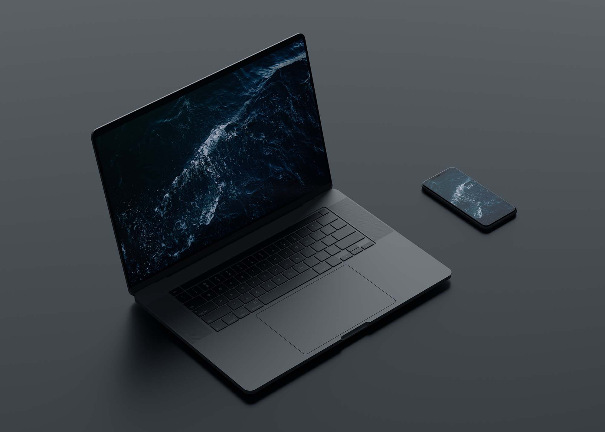 Macbook Pro with iPhone 11 Mockup (PSD)