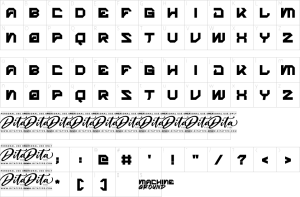 Mapa de caracteres da fonte Machine Ground Font | 1001 Free Fonts