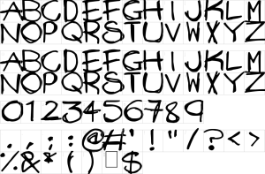 Mapa de caracteres da fonte Mad Stick Brush Font | 1001 Free Fonts