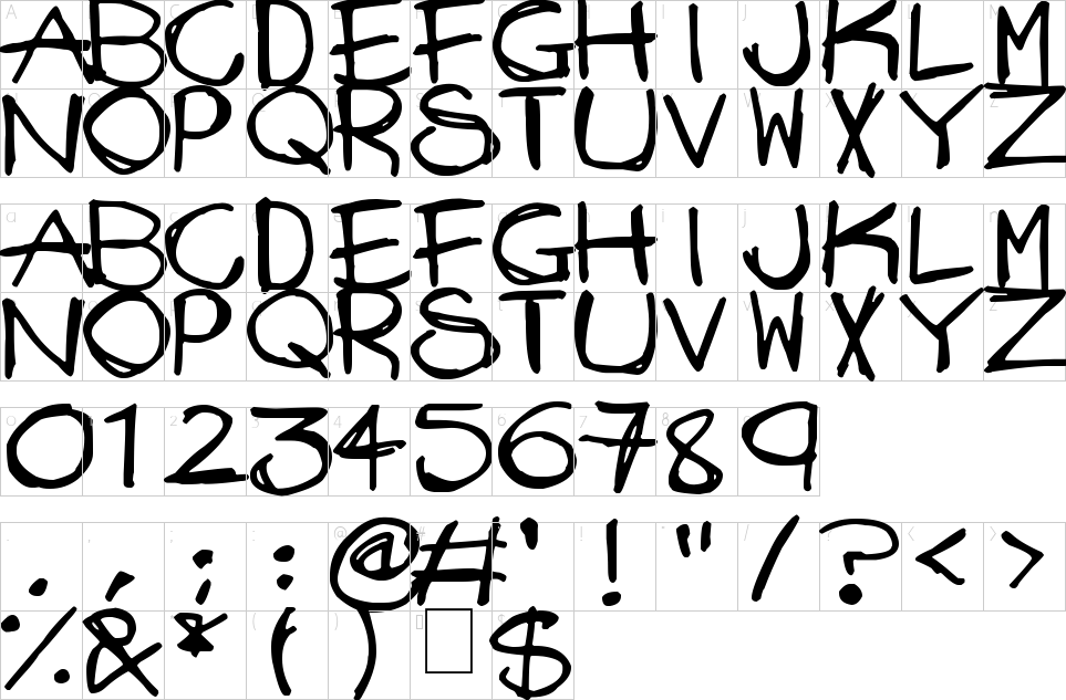 Mapa de caracteres da fonte Mad Stick Brush Font | 1001 Free Fonts