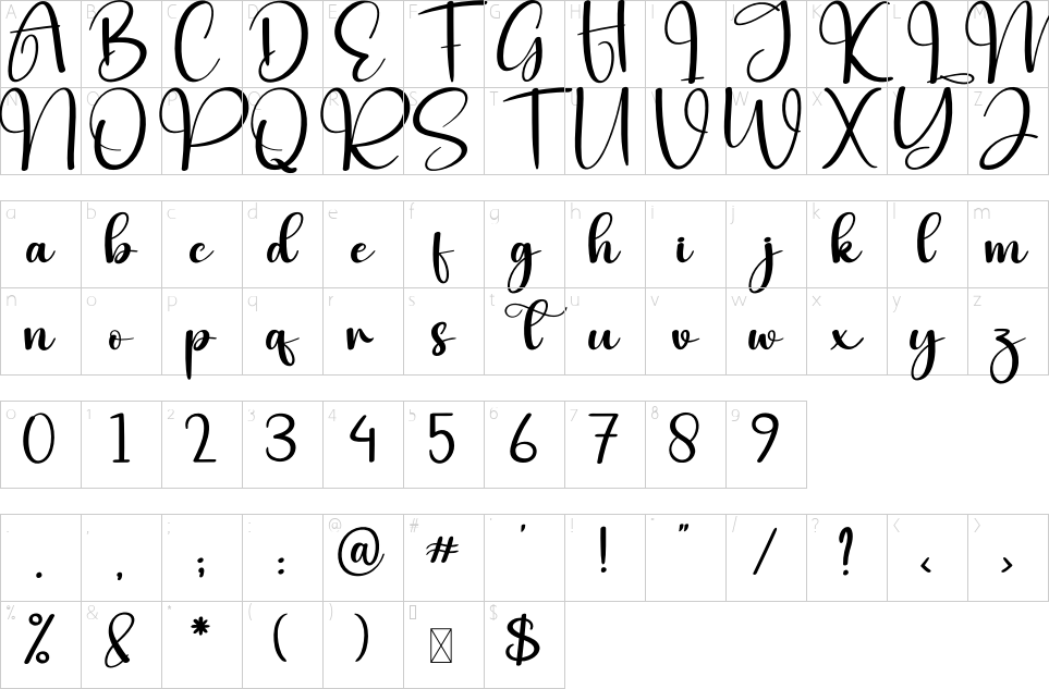 Mapa de caracteres da fonte Magistica Font | 1001 Free Fonts