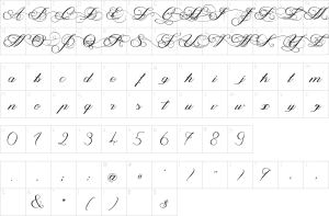 Mapa de caracteres da fonte Magnolia Font